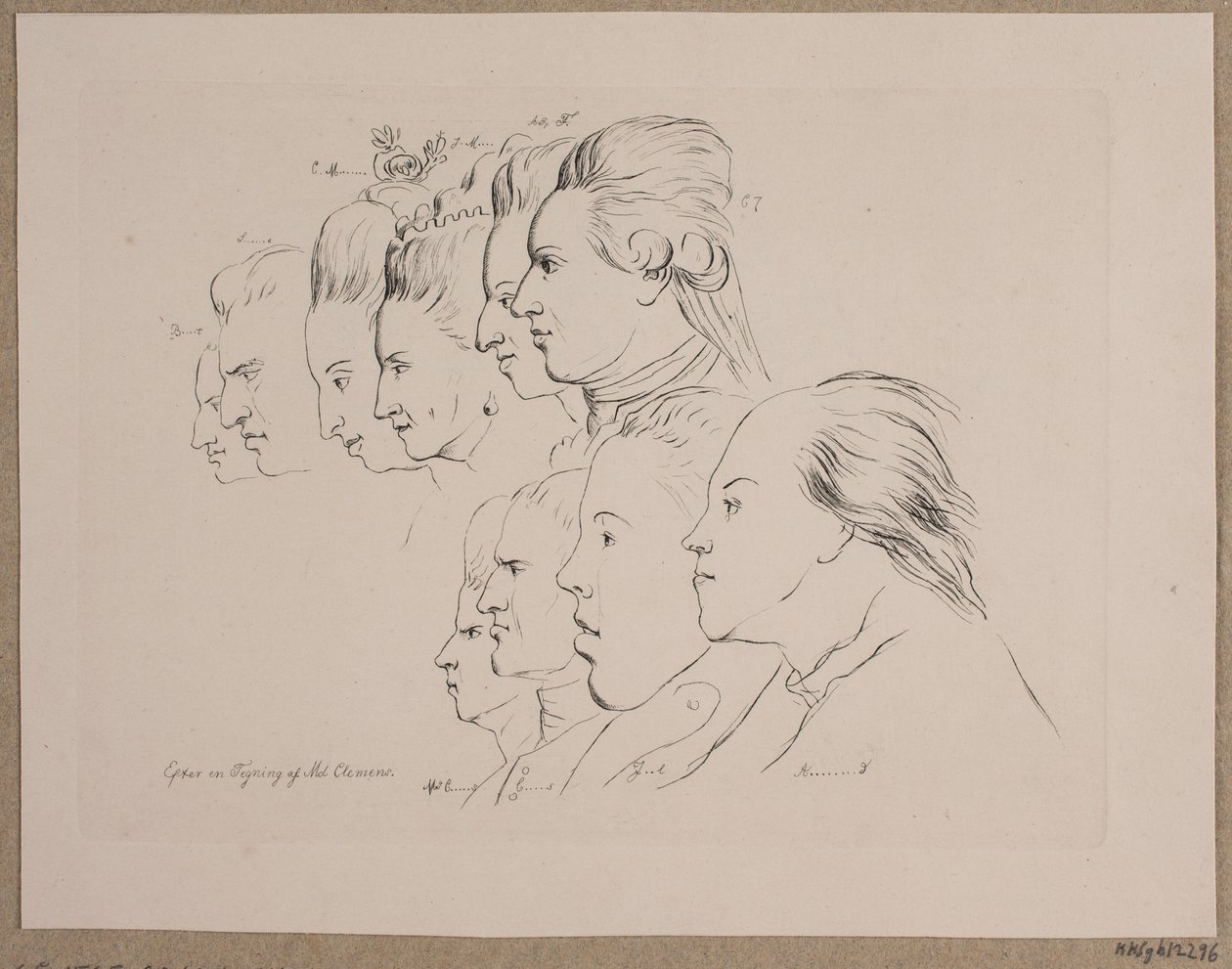 10 Portraits: Enevold Brandt, Johann Friedrich Struensee, Caroline Mathilde, Julieane Marie, Arveprins Frederik, Christian VII, Marie Jeanne Clemens, J. F. Clemens, Jens Juel and Nicolai Abildgaard by Andreas Peter Madsen