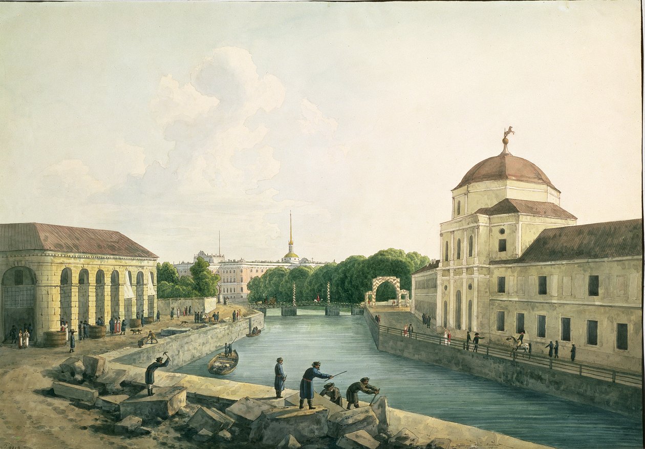 View of the Moika River by the Imperial Stables, 1809 by Andrei Yefimovich Martynov