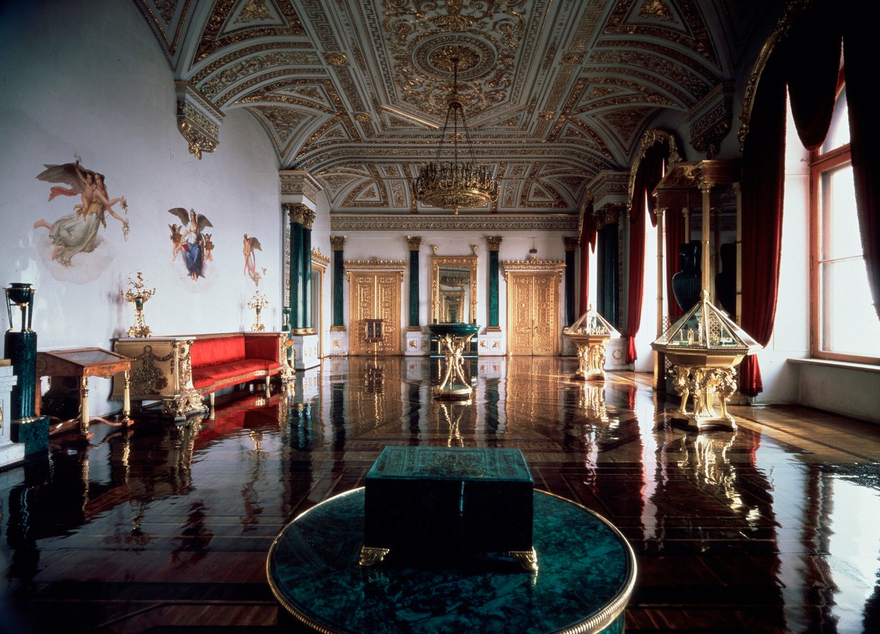 The Malachite Hall of the Winter Palace, 1837-1839 by Andrei Ivanovich Stakenschneider
