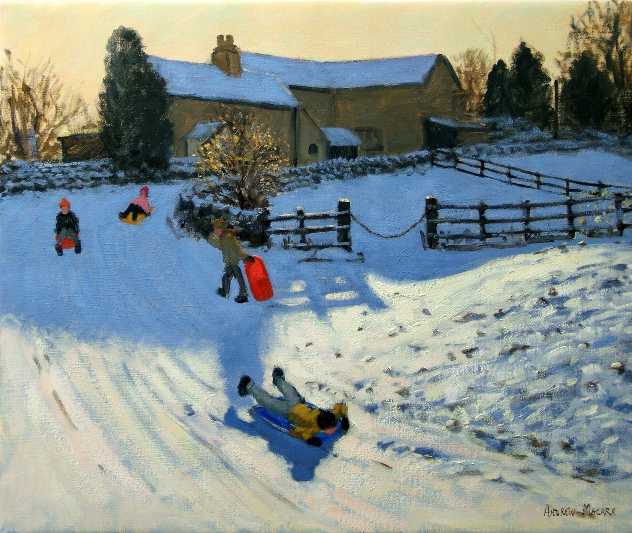 Children Sledging, Monyash, Derbyshire by Andrew Macara
