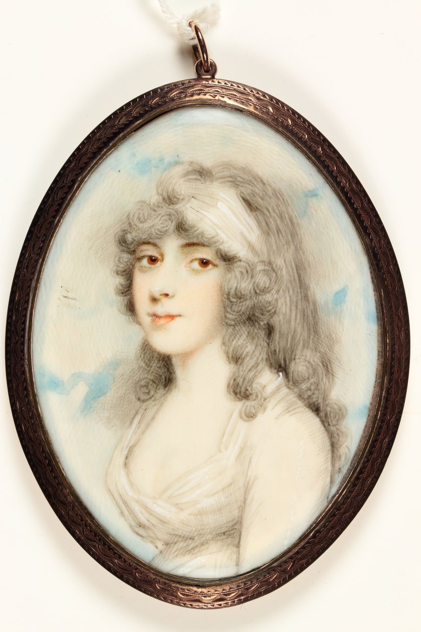 A Young Lady in White Dress and Bandeau by Andrew (after) Plimer