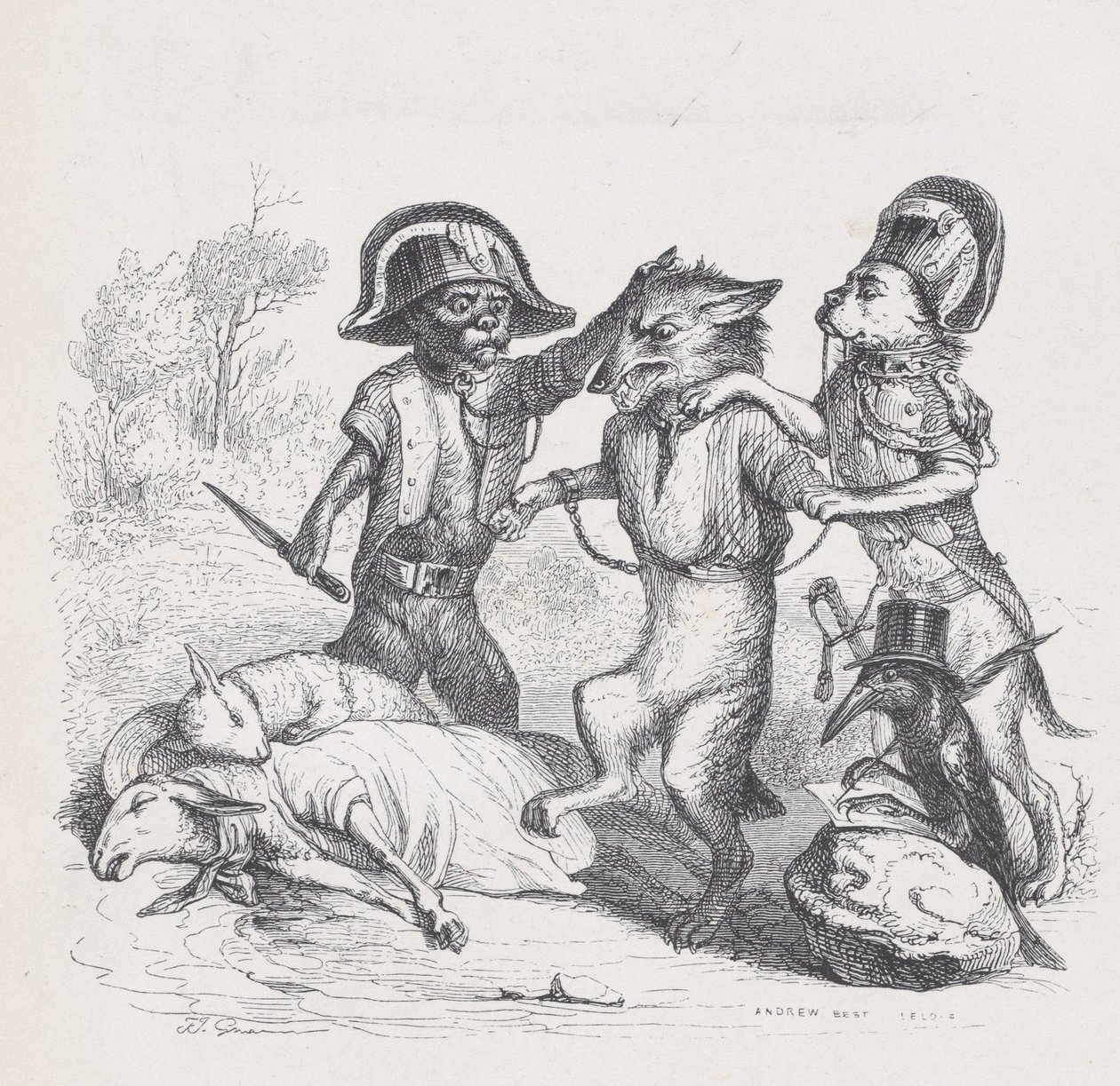 The Author of This Attack is a Delicate Little Wolf from Scenes from the Private and Public Life of Animals by Andrew Best Leloir