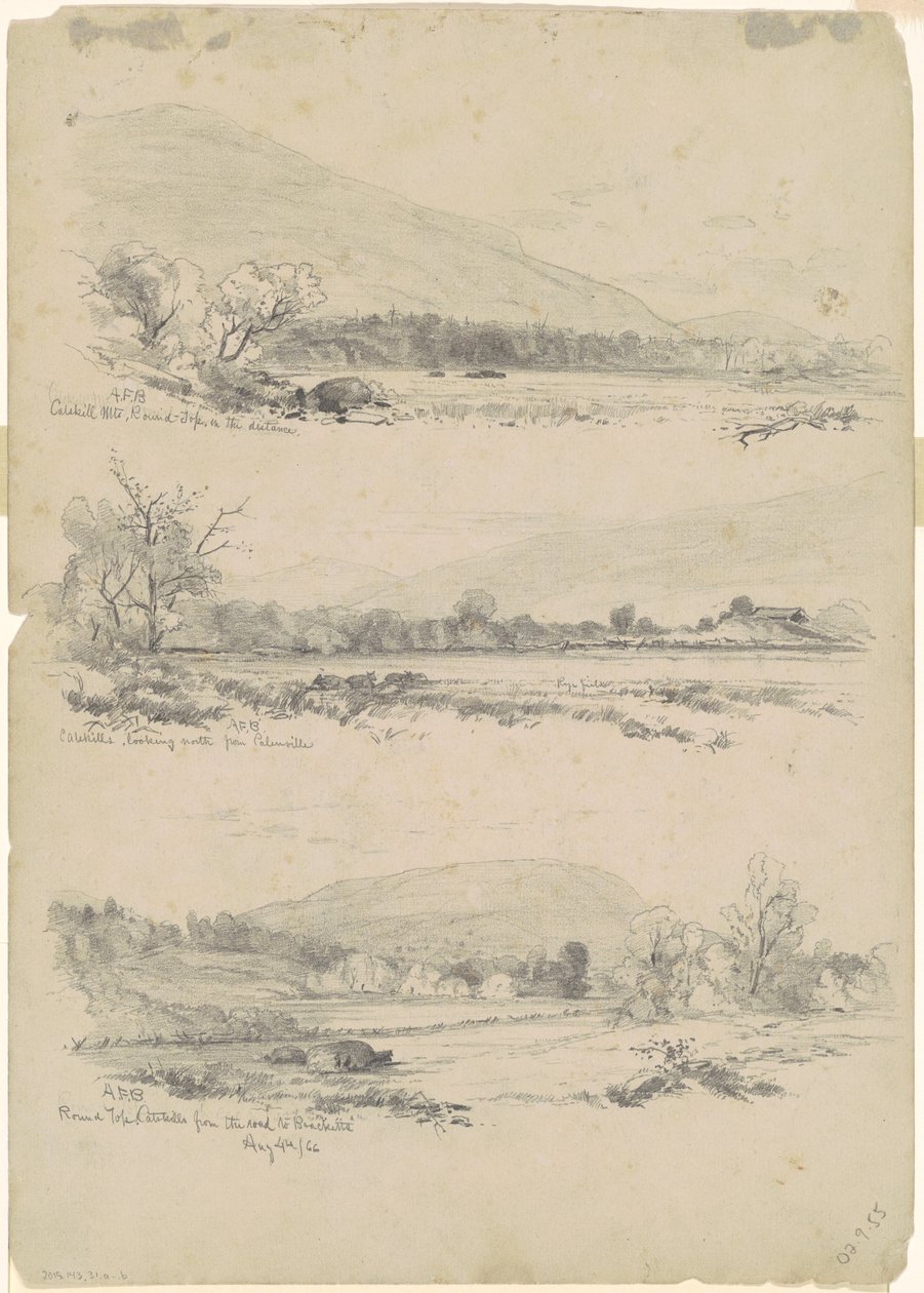 Catskill Mountains, Round-Top in the Distance; Catskills Looking North from Palenville; and Round Top, Catskills, from the Road to Bracketts by Andrew Fisher Bunner