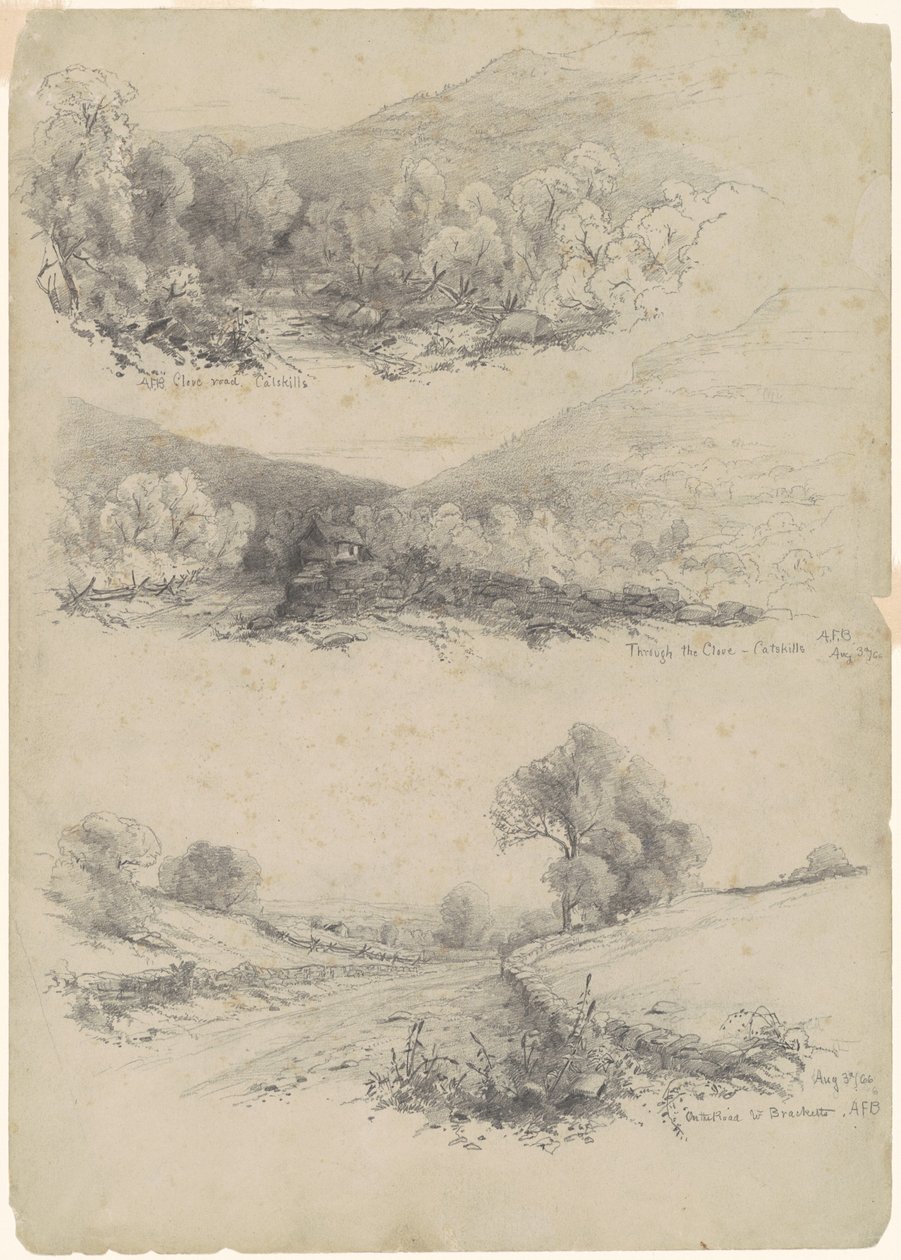 Clove Road, Catskills; Through the Clove—Catskills; and On the Road to Bracketts by Andrew Fisher Bunner