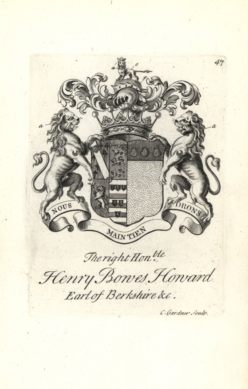Coat of Arms and Crest of Henry Bowes Howard by Andrew Johnston