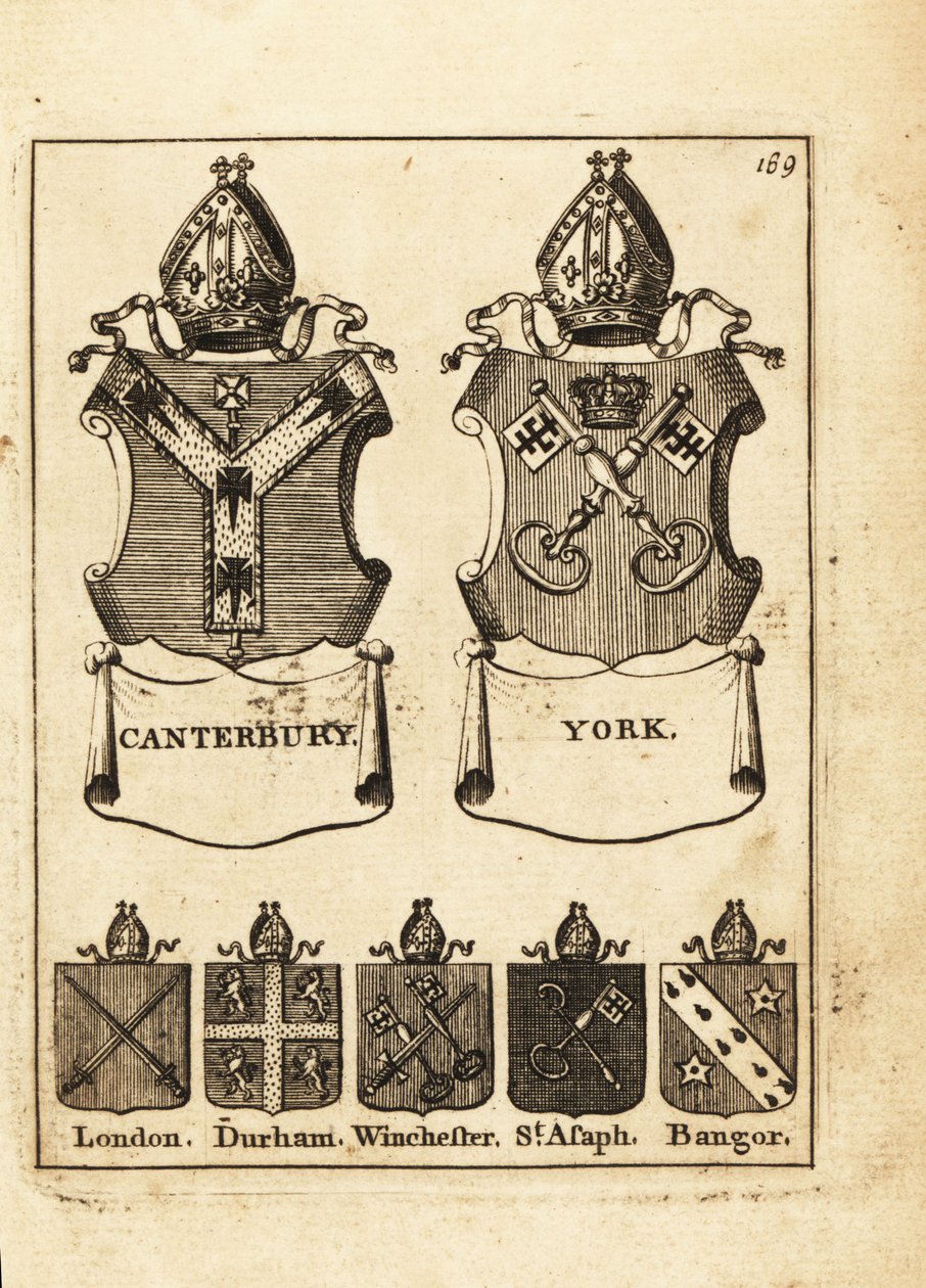 Coat of arms of the Bishops of Canterbury, York, London, Durham, Winchester, St by Andrew Johnston
