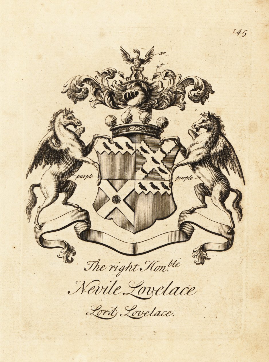 Coat of arms of Nevile Lovelace, Lord Lovelace, 6th Baron Lovelace by Andrew Johnston