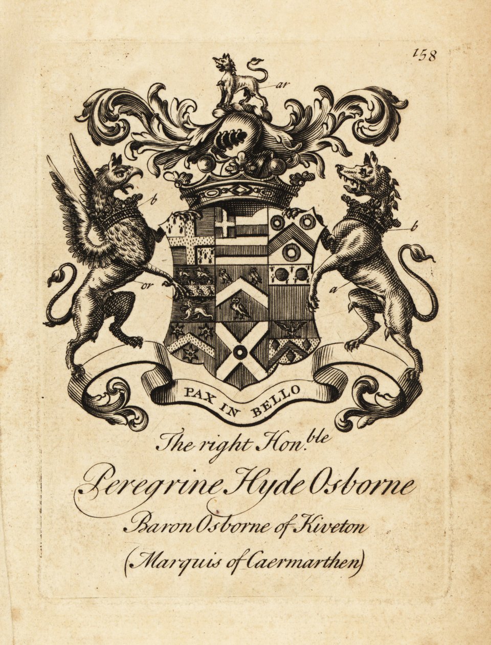 Coat of arms of Peregrine Hyde Osborne, 2nd Duke of Leeds, Viscount Osborne, Earl of Danby, Marquess of Carmarthen by Andrew Johnston
