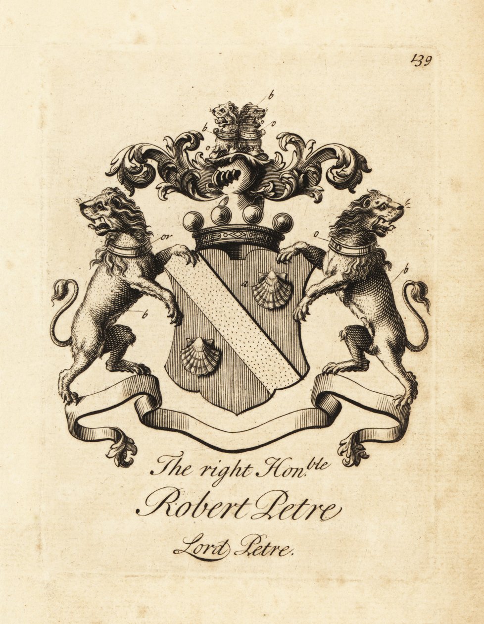 Coat of arms of Robert Petre, Lord Petre, 8th Baron Petre by Andrew Johnston