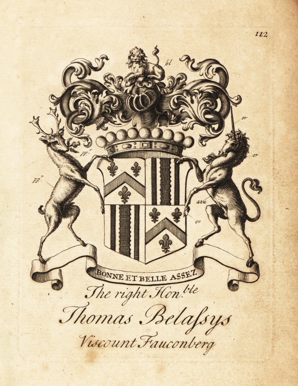 Coat of Arms of the Right Honourable Thomas Belasyse, Earl Fauconberg or Thomas Belassys, Viscount Fauconberg (1699-1774) by Andrew Johnston