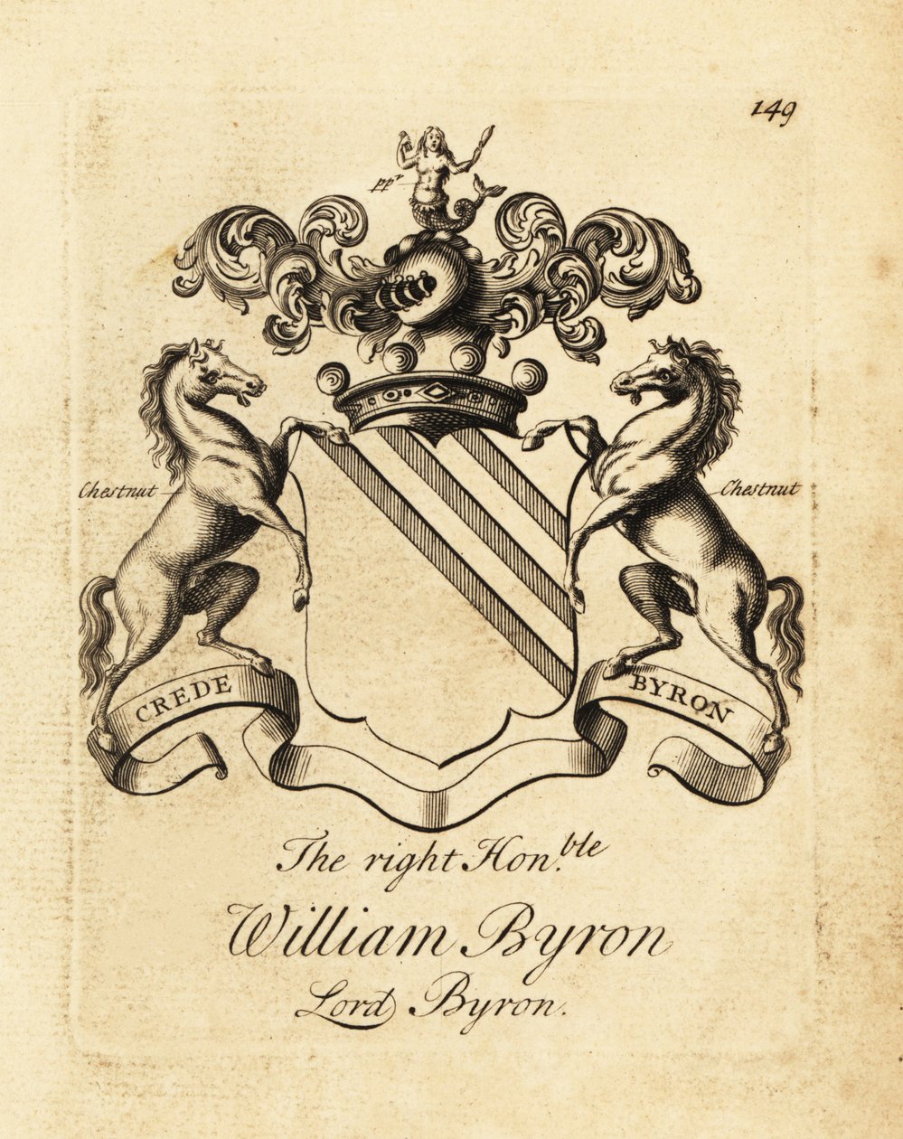 Coat of arms of the Right Honourable William Byron, Lord Byron, 4th Baron Byron (1670-1736) by Andrew Johnston