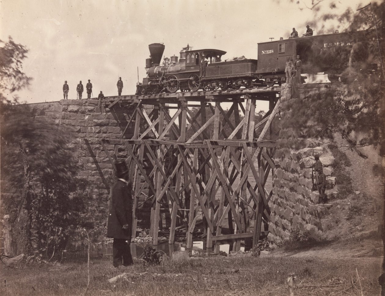 Bridge on Orange and Alexandria Rail Road, as Repaired by Army Engineers under Colonel Herman Haupt, 1865 by Andrew Joseph Russell