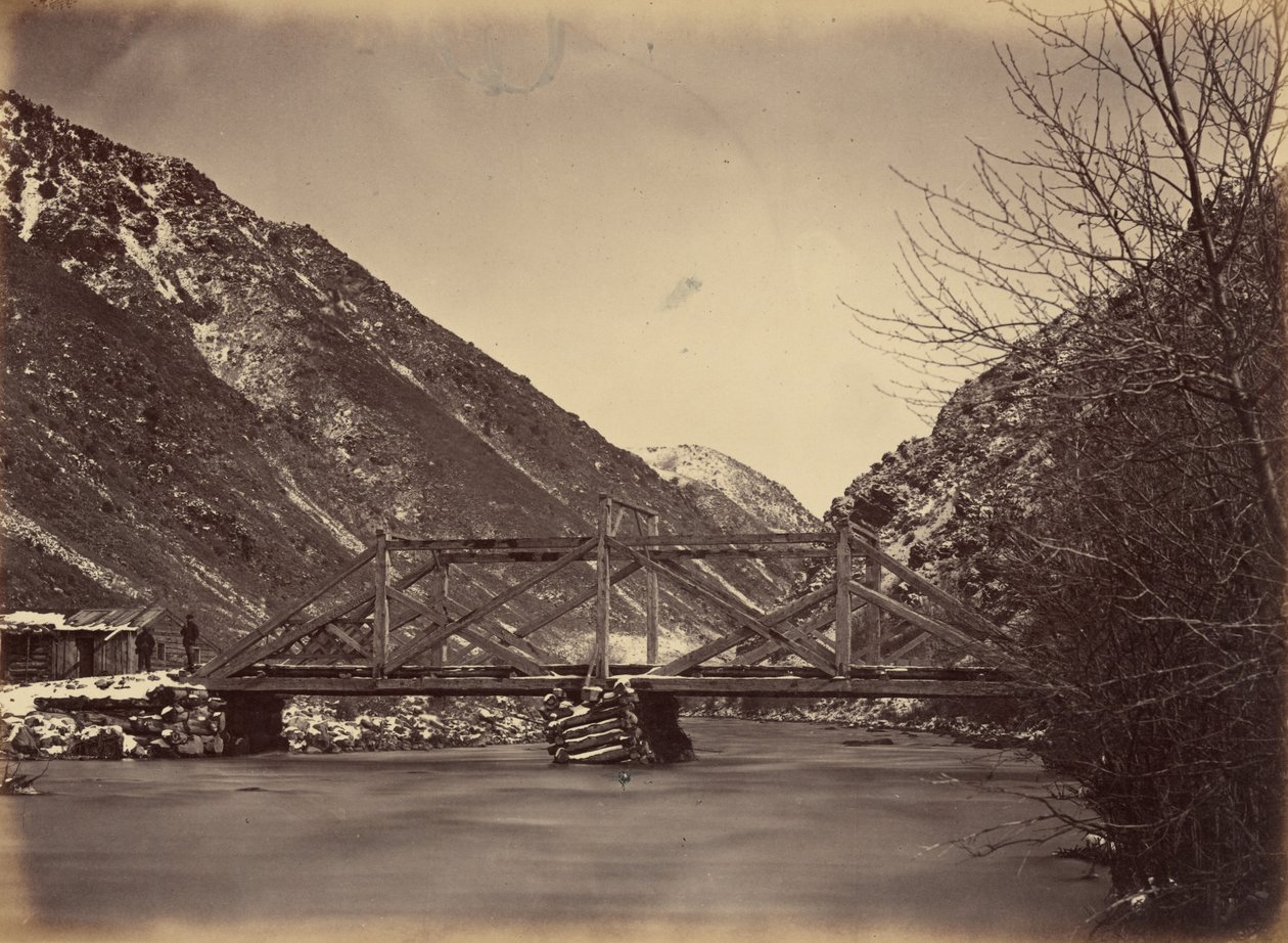 Plate 42. Mormon Turnpike Bridge, Mouth of Weber Canyon, 1869 by Andrew Joseph Russell