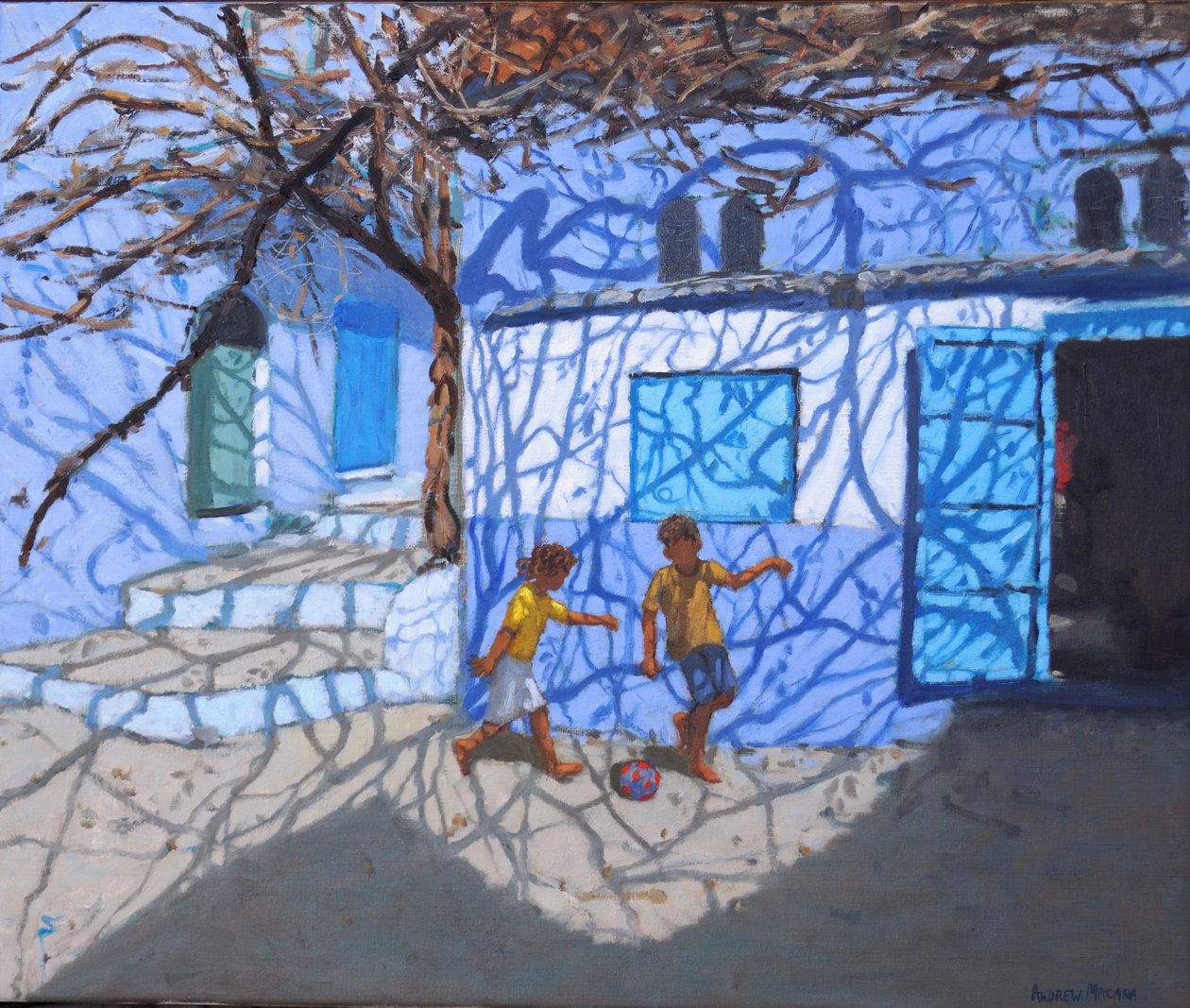 Ball Games in the Street, Chefchaouen, Morocco, 2018 by Andrew Macara