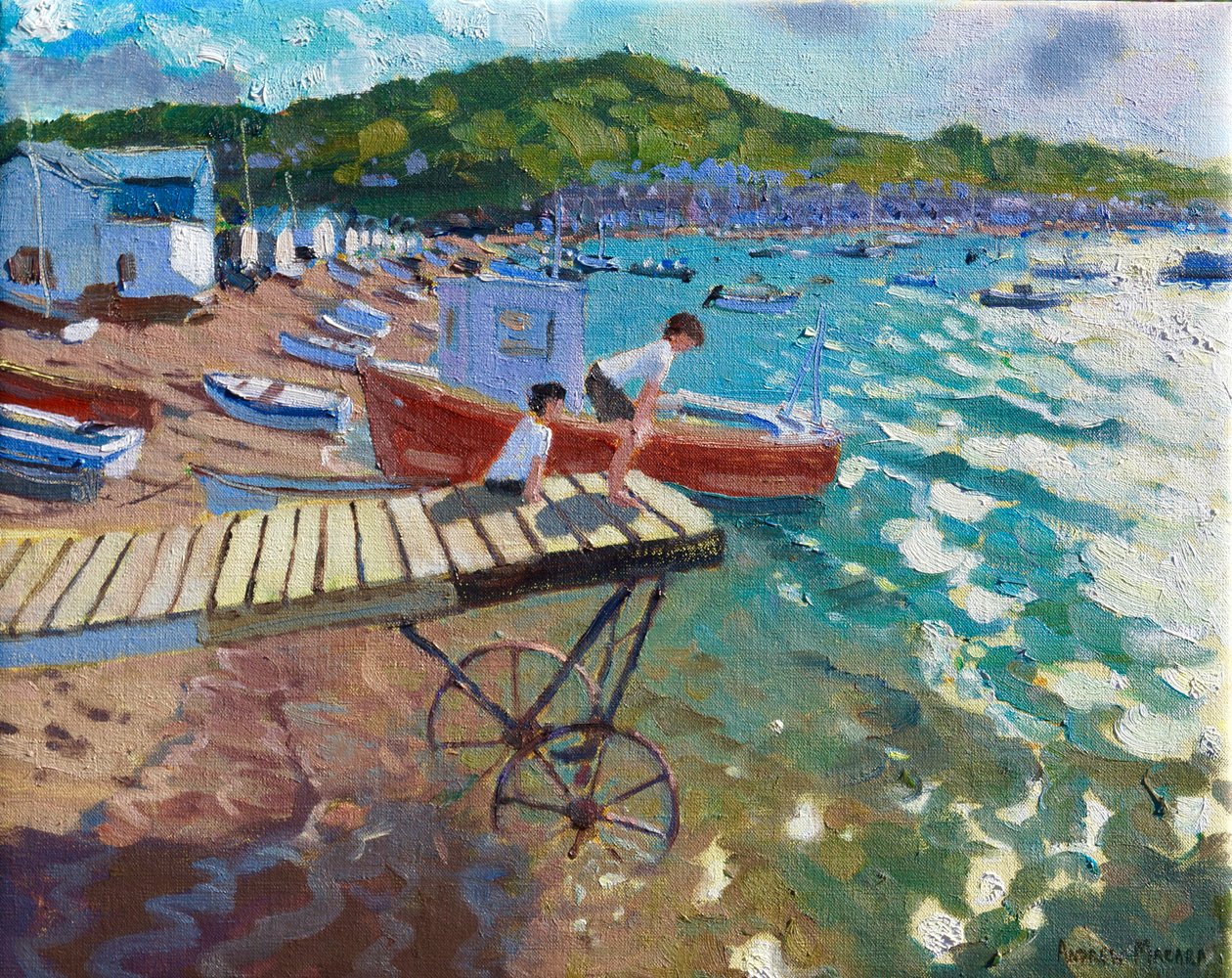 Two boys on the landing stage, Teignmouth, 2015-16 by Andrew Macara