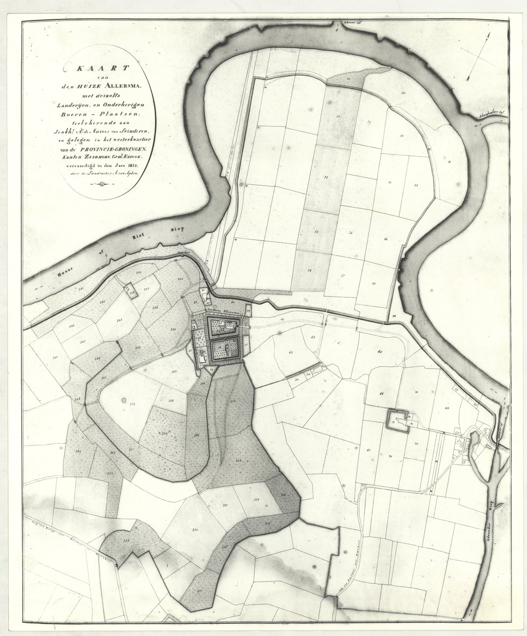 Allersma - Map Apken 1822 by Andries van Apken