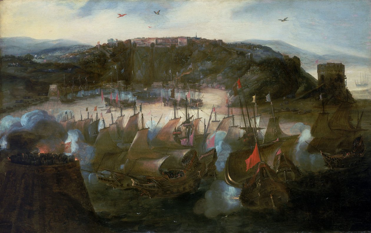 The attack on San Salvador (or Bahia, present-day Salvador, Brazil) by the Dutch fleet in 1624 by Andries van Eertvelt