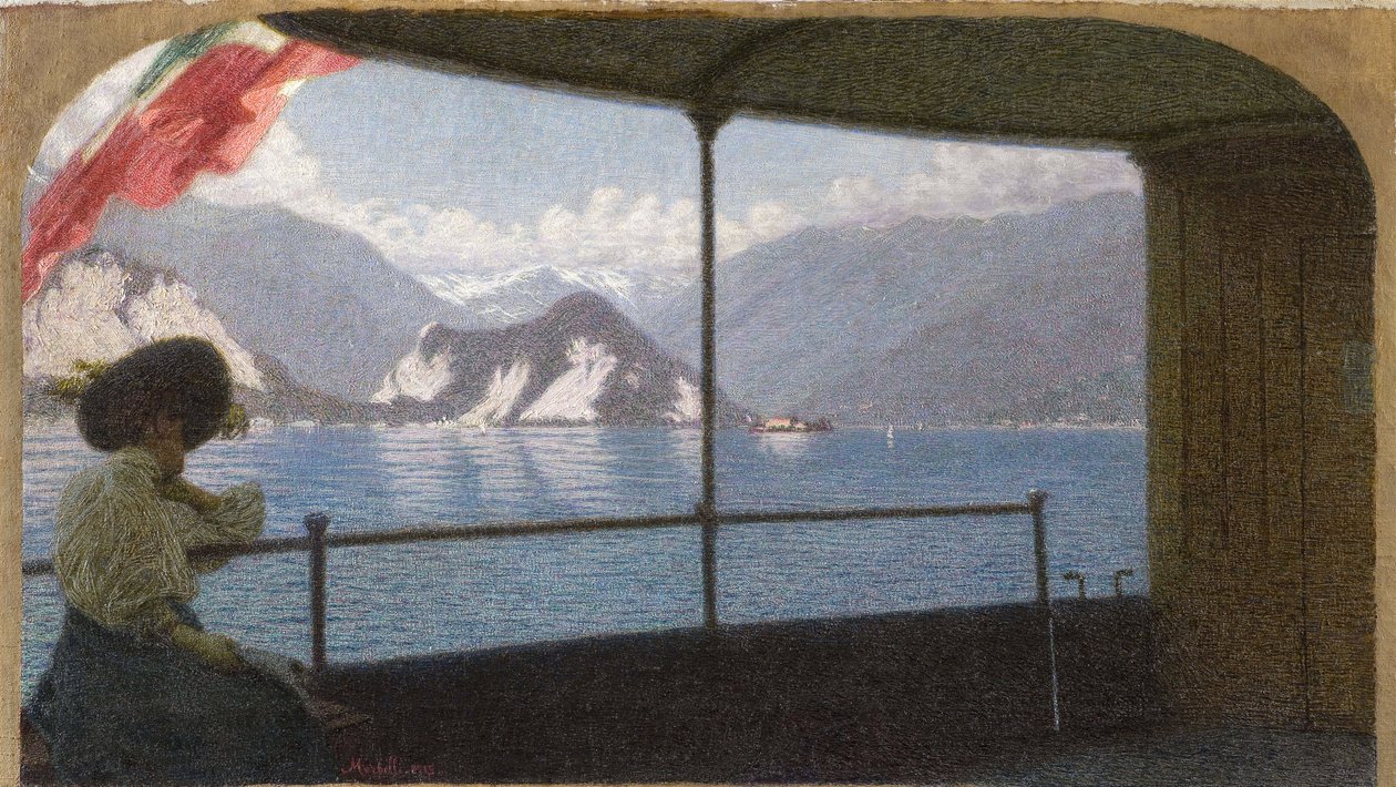 A Boat on Lake Maggiore by Angelo Morbelli