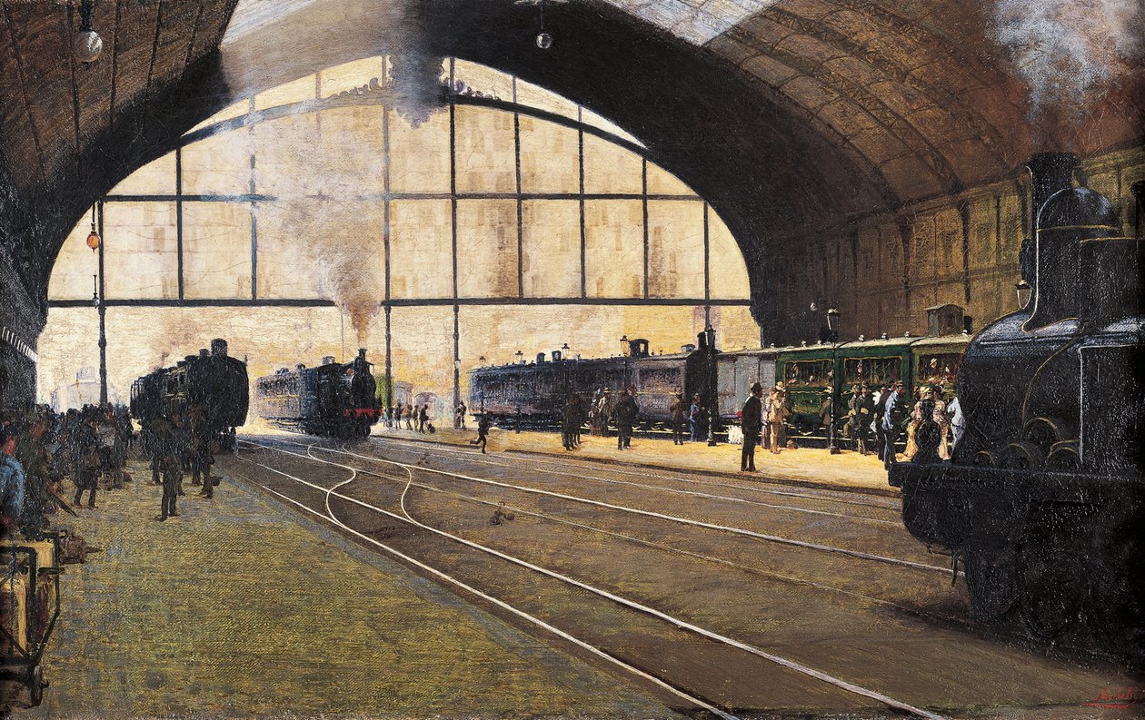 Central Station, Milan by Angelo Morbelli