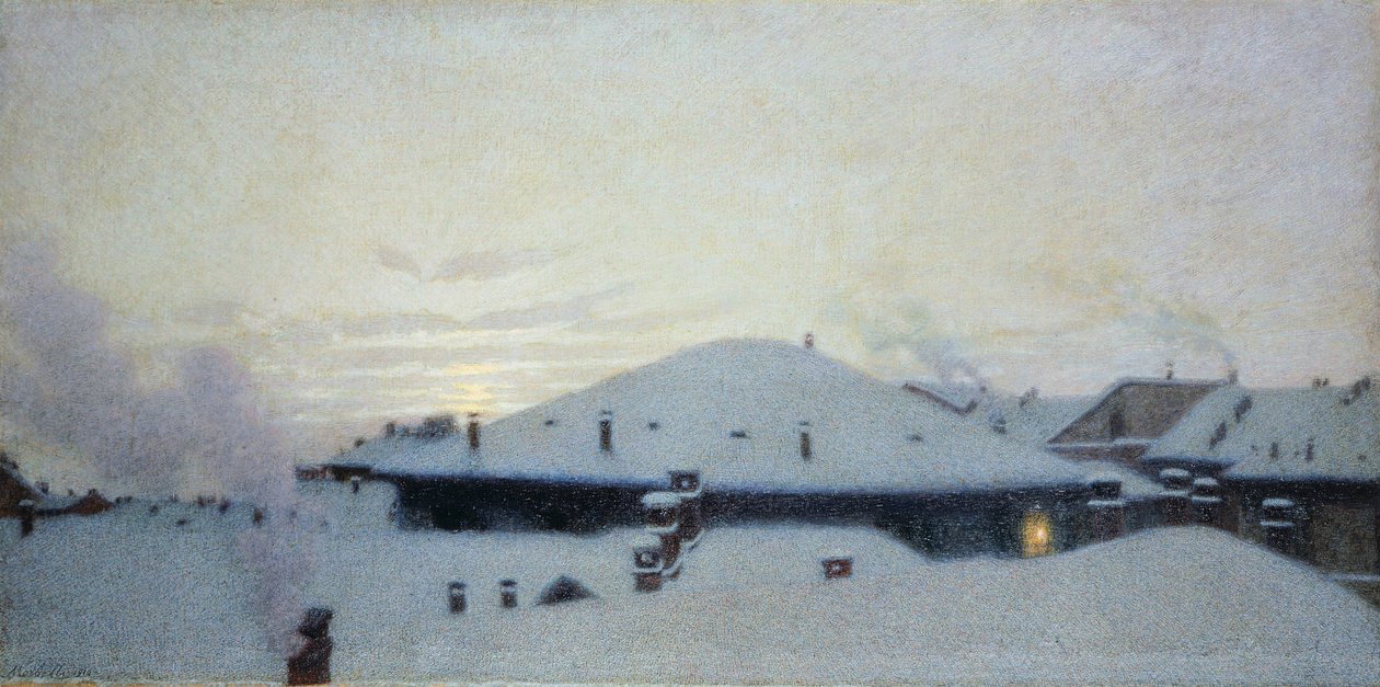 Rooftops in the Snow by Angelo Morbelli