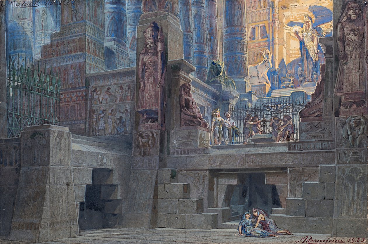 Set design for the Opera Aida by Giuseppe Verdi by Angelo Parravicini
