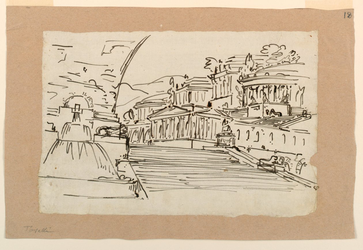 Stage Design, Group of Antique Buildings by Angelo Toselli
