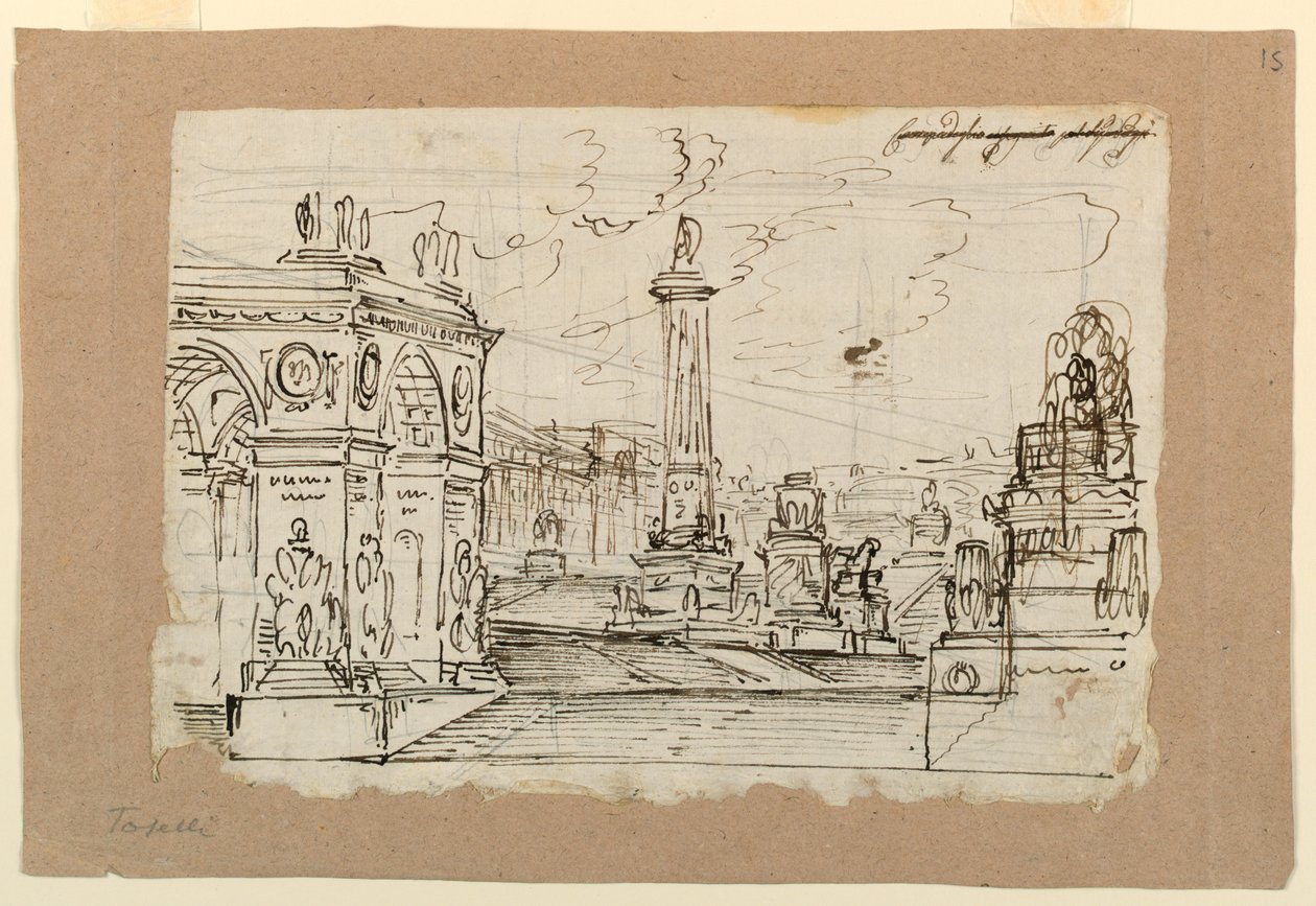 Stage Design, Group of Antique Monuments by Angelo Toselli