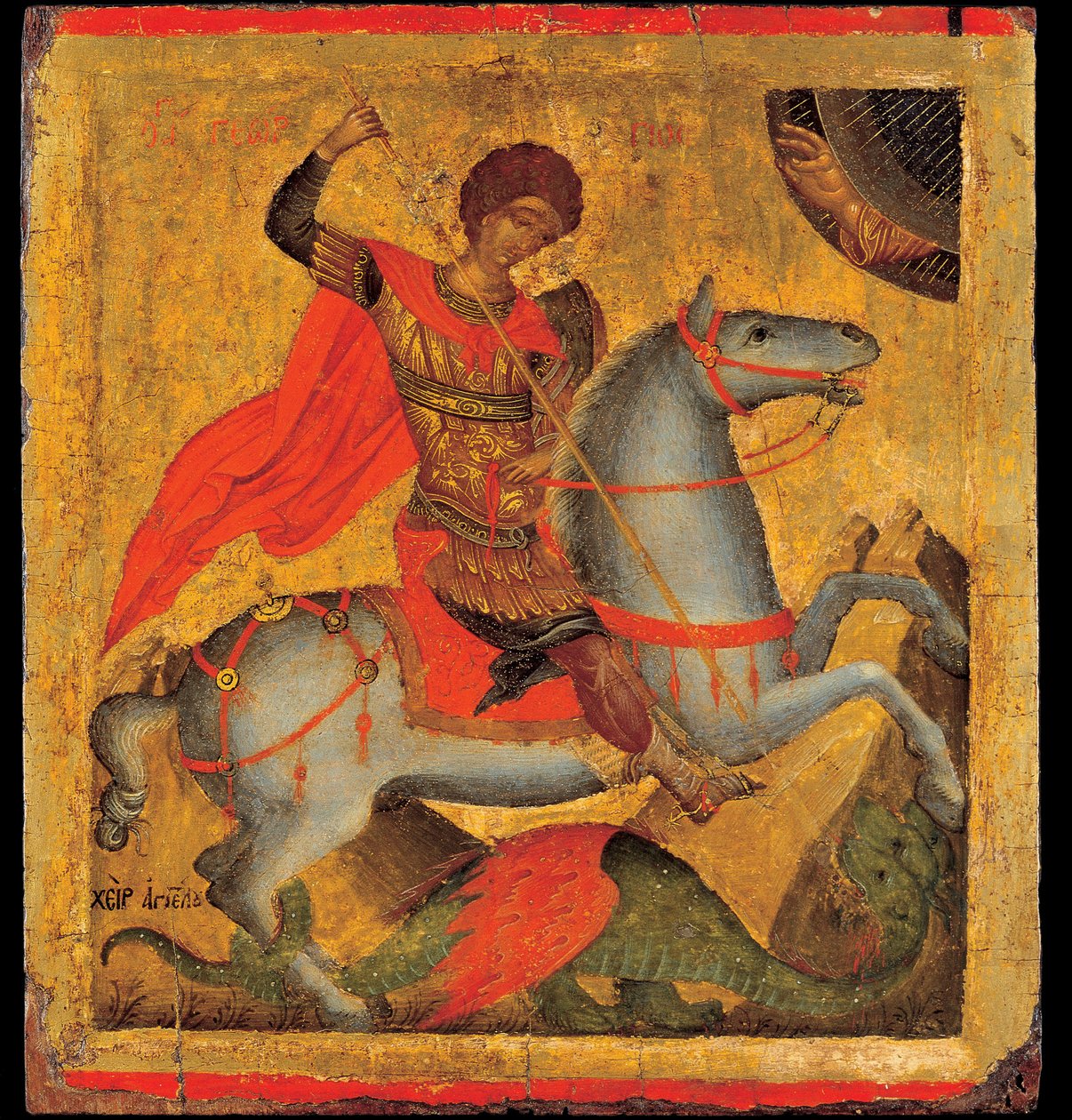 Saint George and the Dragon. Painting by Angelos Akotandos, ca 1440-1460 by Angelos Akotantos