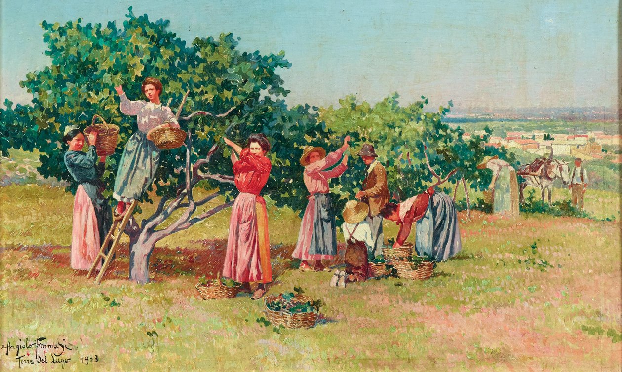 Harvest in Tuscany by Angiolo Tommasi