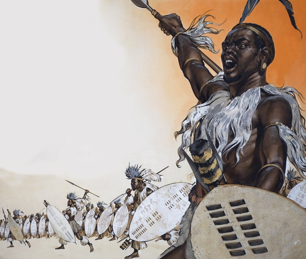 Chaka in Battle at the Head of the Regiment of Tulwana Impi by Angus McBride