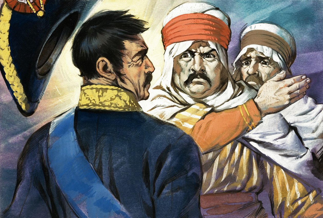 Unidentified Man in Middle-Eastern or North African Clothing Slaps Another Man by Angus McBride