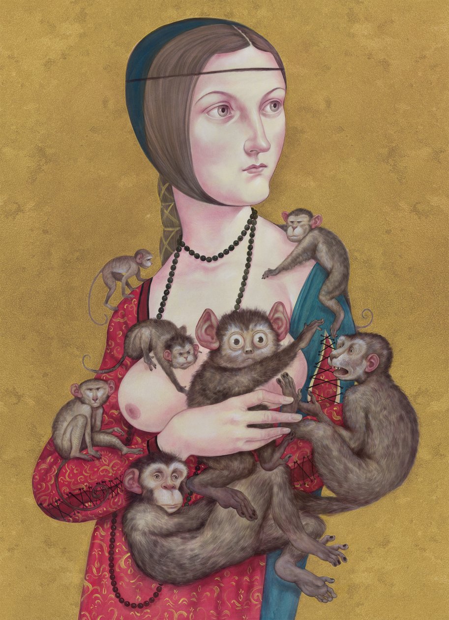 Woman With Monkeys by Anita Kunz