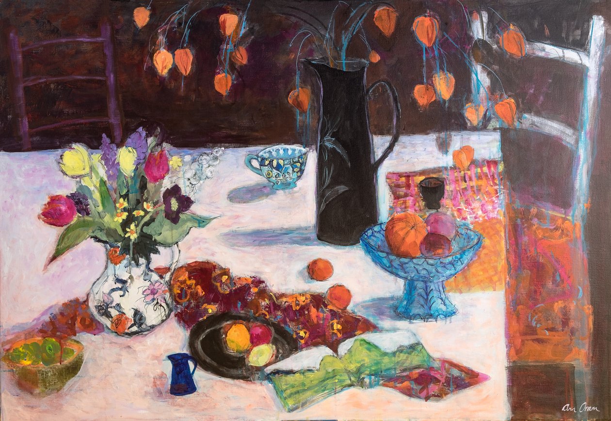 Kitchen Still Life with Chinese Lanterns by Ann Oram