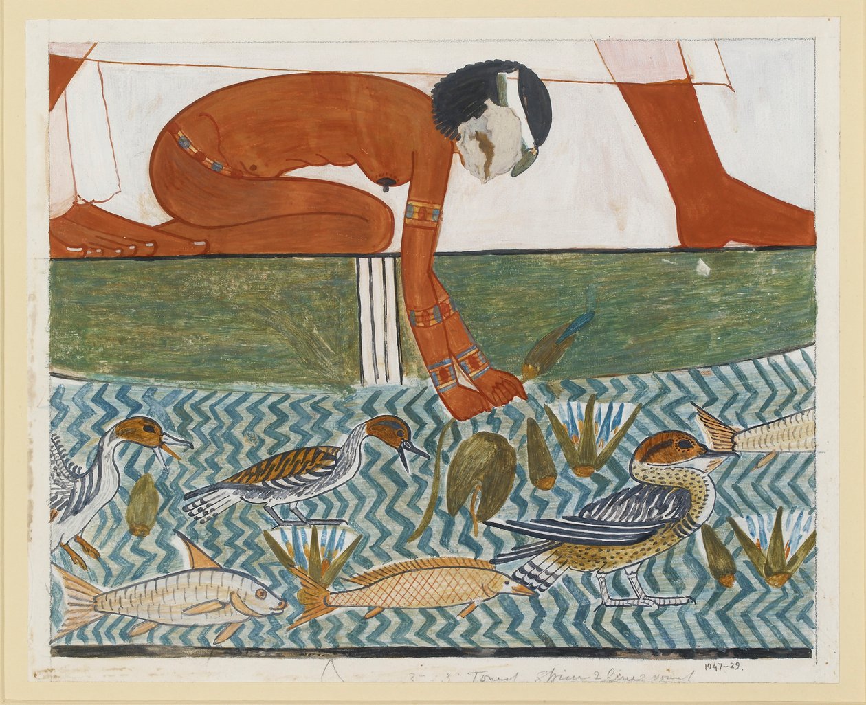 Copy of Wall Painting from Private Tomb 69 of Menna, Thebes, 20th century by Anna
