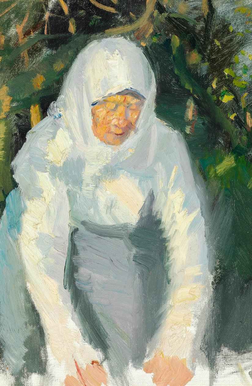 Woman from Skagen with a White Scarf by Anna Ancher