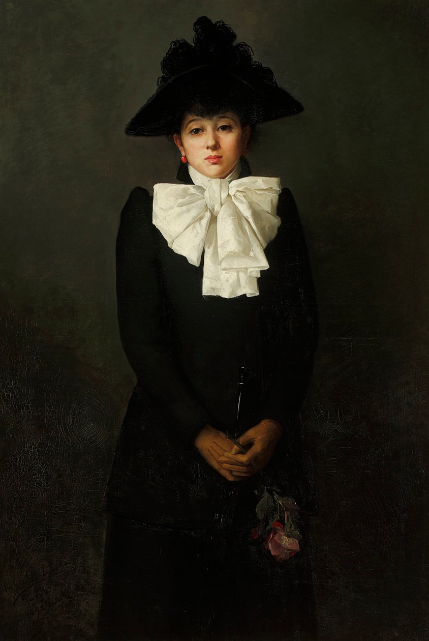 Portrait of a Young Woman with a Rose in Her Hand by Anna Bilińska Bohdanowicz