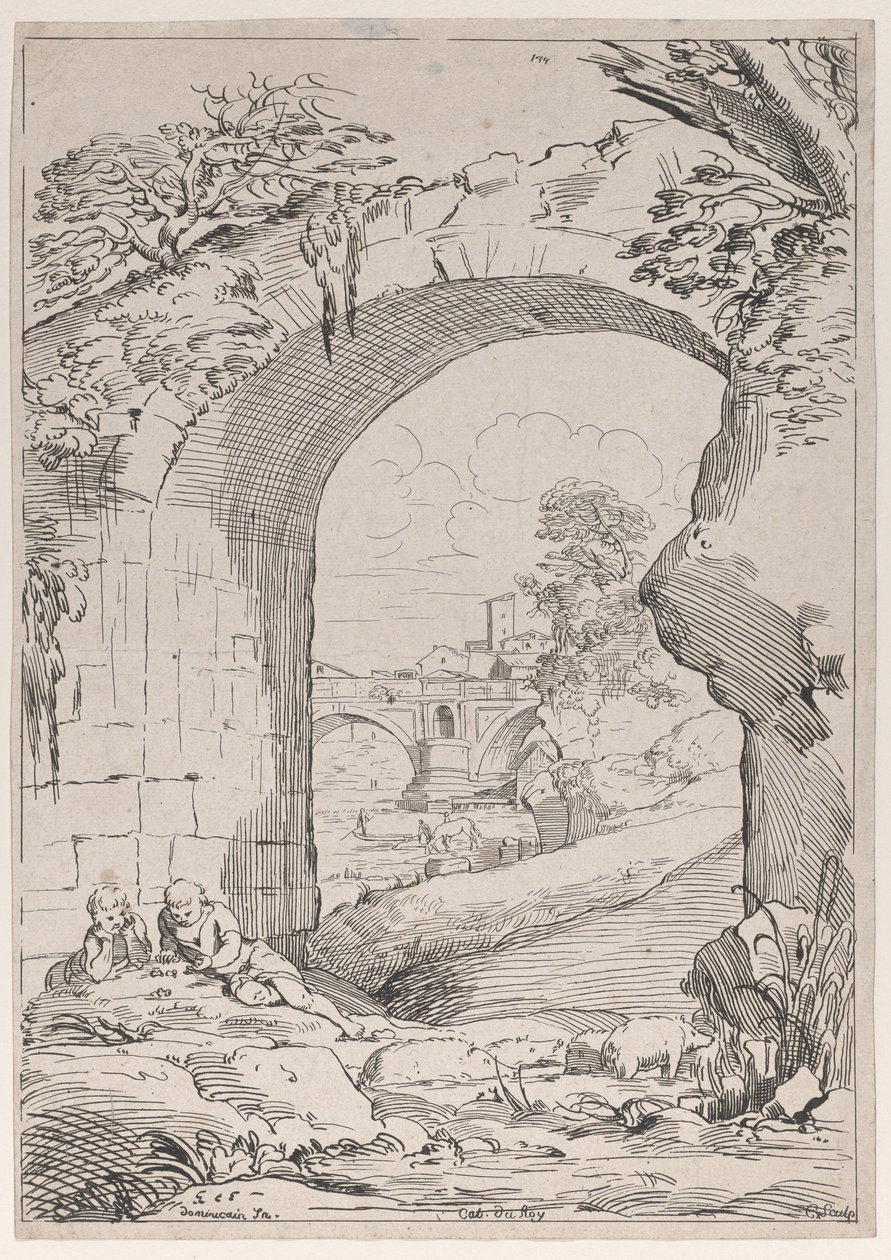 Landscape with Bridge by Anne Claude Philippe de Caylus