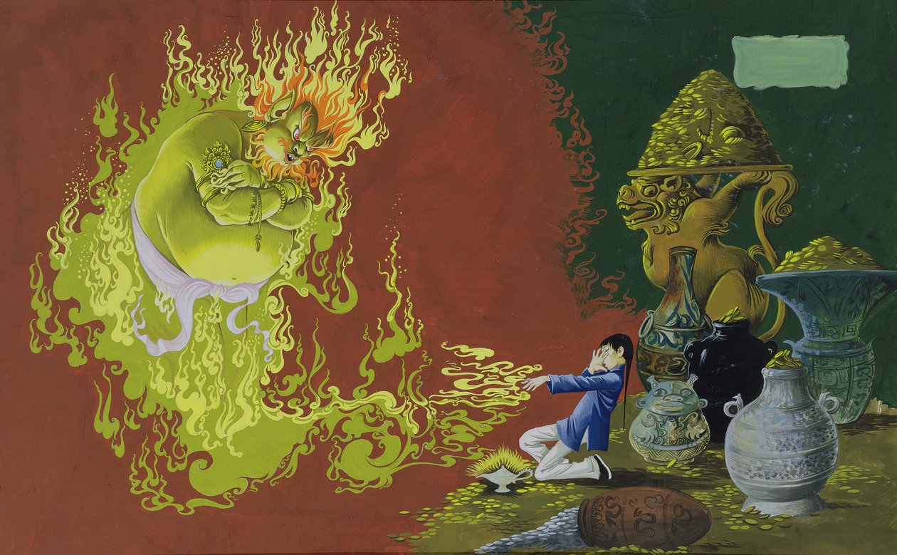 Aladdin, illustration from Deans Gold Medal Book of Fairy Tales Number 2, pub. by Dean & Sons Ltd., 1965 by Anne Grahame Johnstone