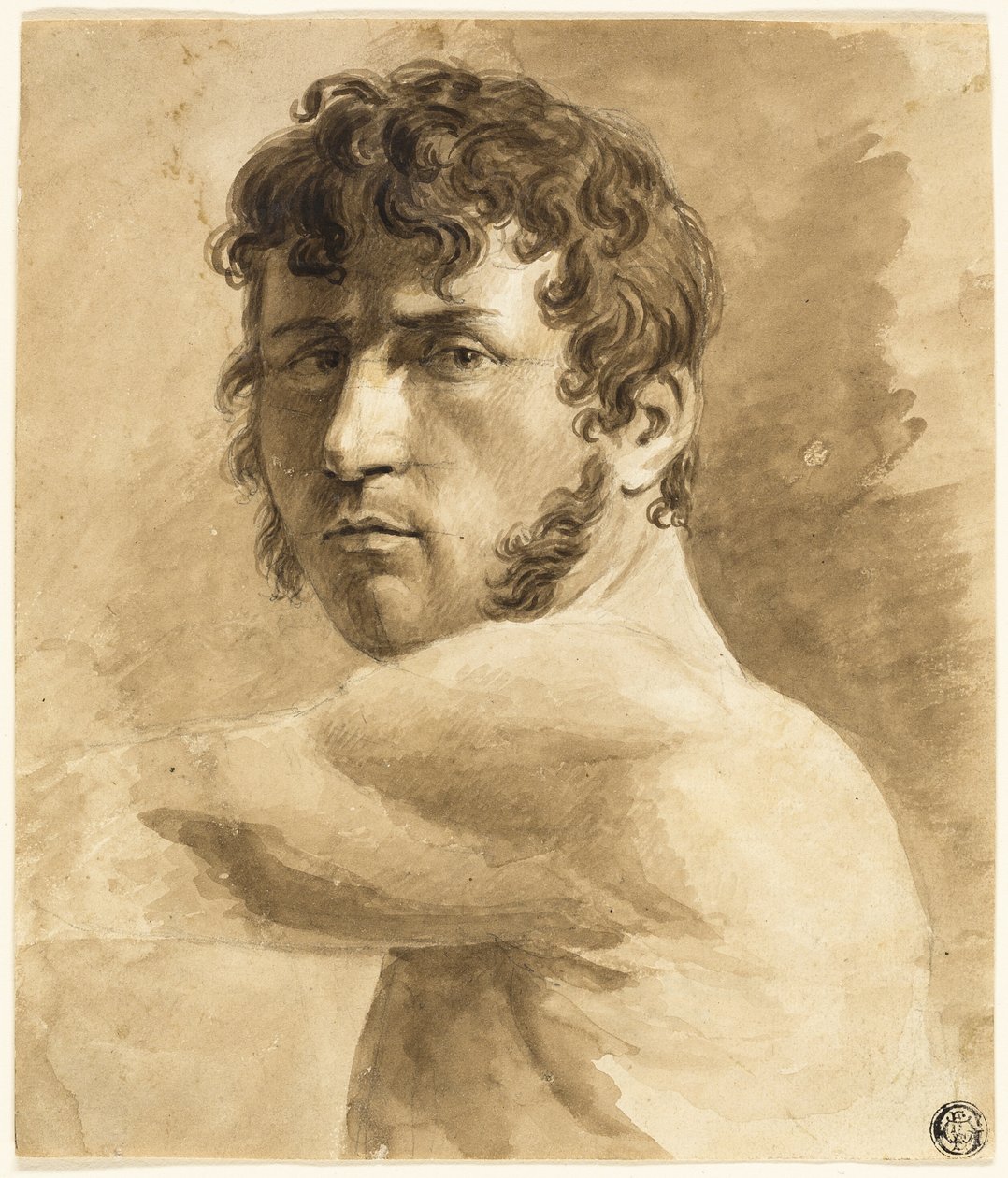 Bust of Male Nude (front); Portrait Sketch of Man with Sketches of Women (back) by Anne-Louis Girodet de Roussy-Trioson