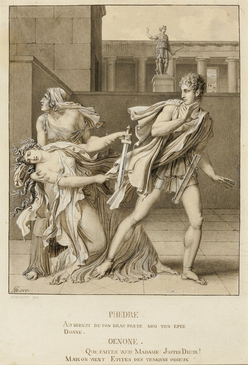 Phaedra, Having Declared Her Passion, Attempts to Kill Herself with the Sword of Hippolytus by Anne Louis Girodet de Roussy Trioson