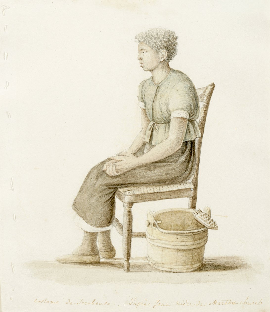 Profile Portrait of Seated African American Scrubwoman by Anne Marguerite Hyde de Neuville