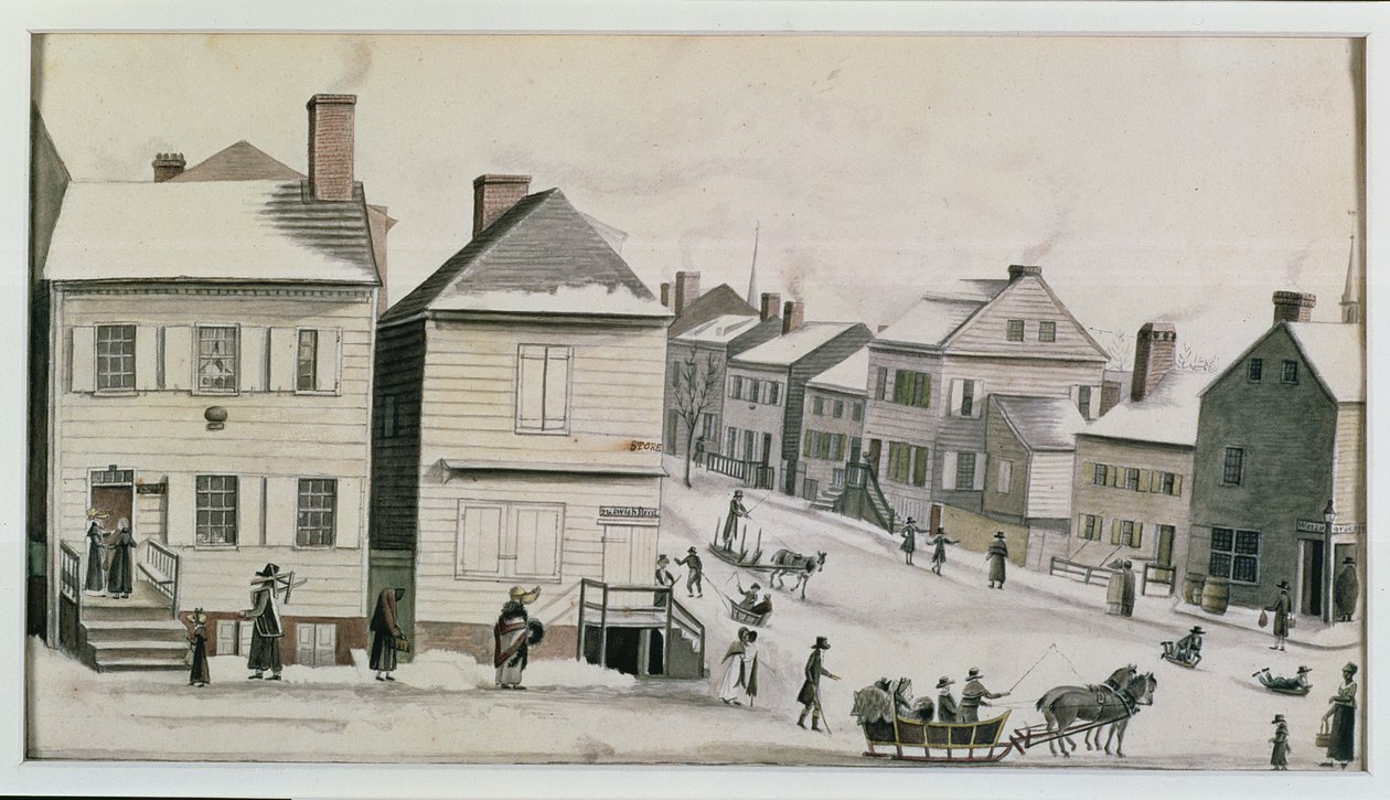 The Corner of Warren and Greenwich Street, 1809 by Anne Marguerite Hyde de Neuville