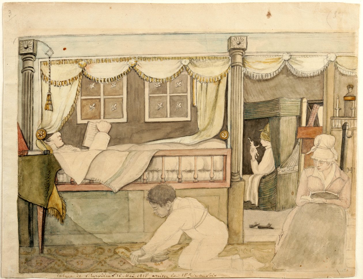 The Hyde De Neuville Cabin on the Eurydice, 1816 by Anne Marguerite Hyde de Neuville