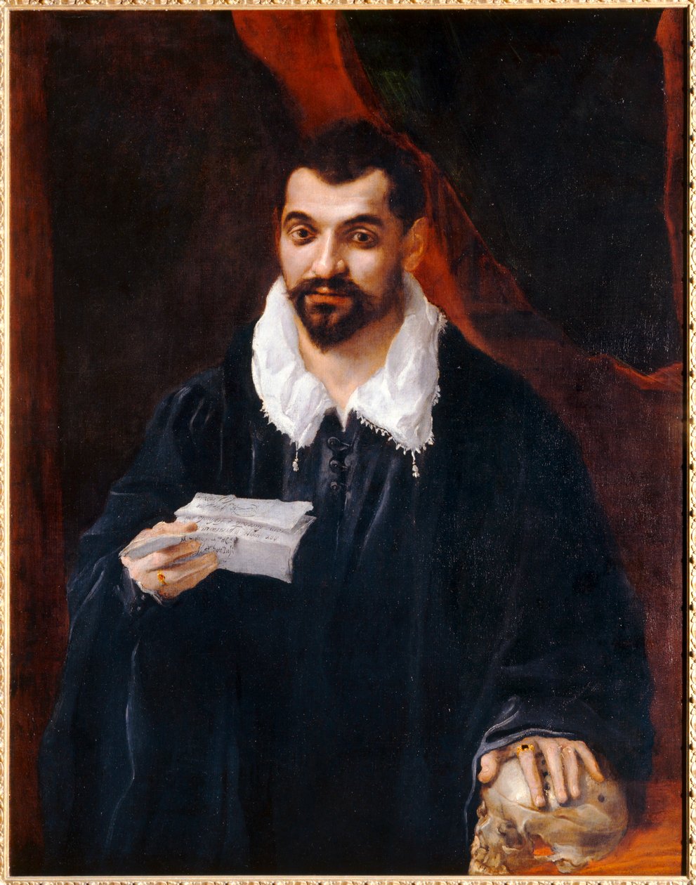 Portrait of a Man Holding a Skull, formerly known as by Annibale Carracci