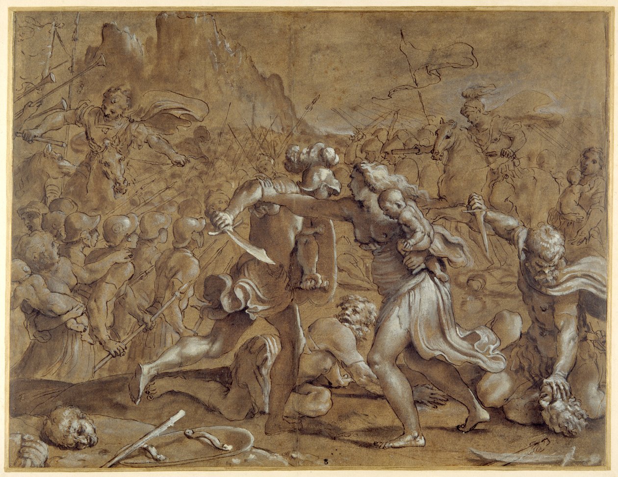 The battle between the Romans and the Sabines by Annibale Carracci