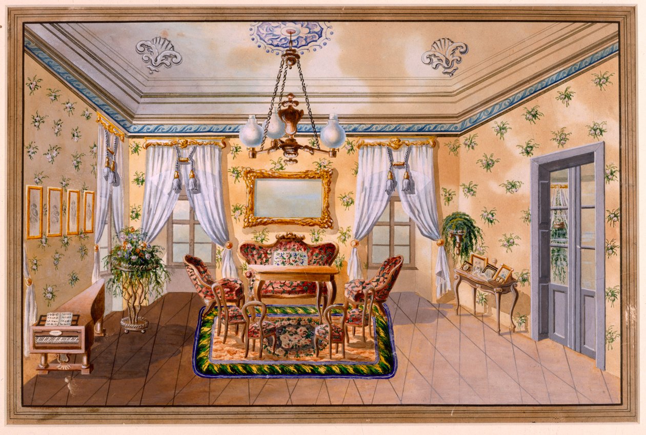 Biedermeier Drawing Room by Unbekannt Unbekannt