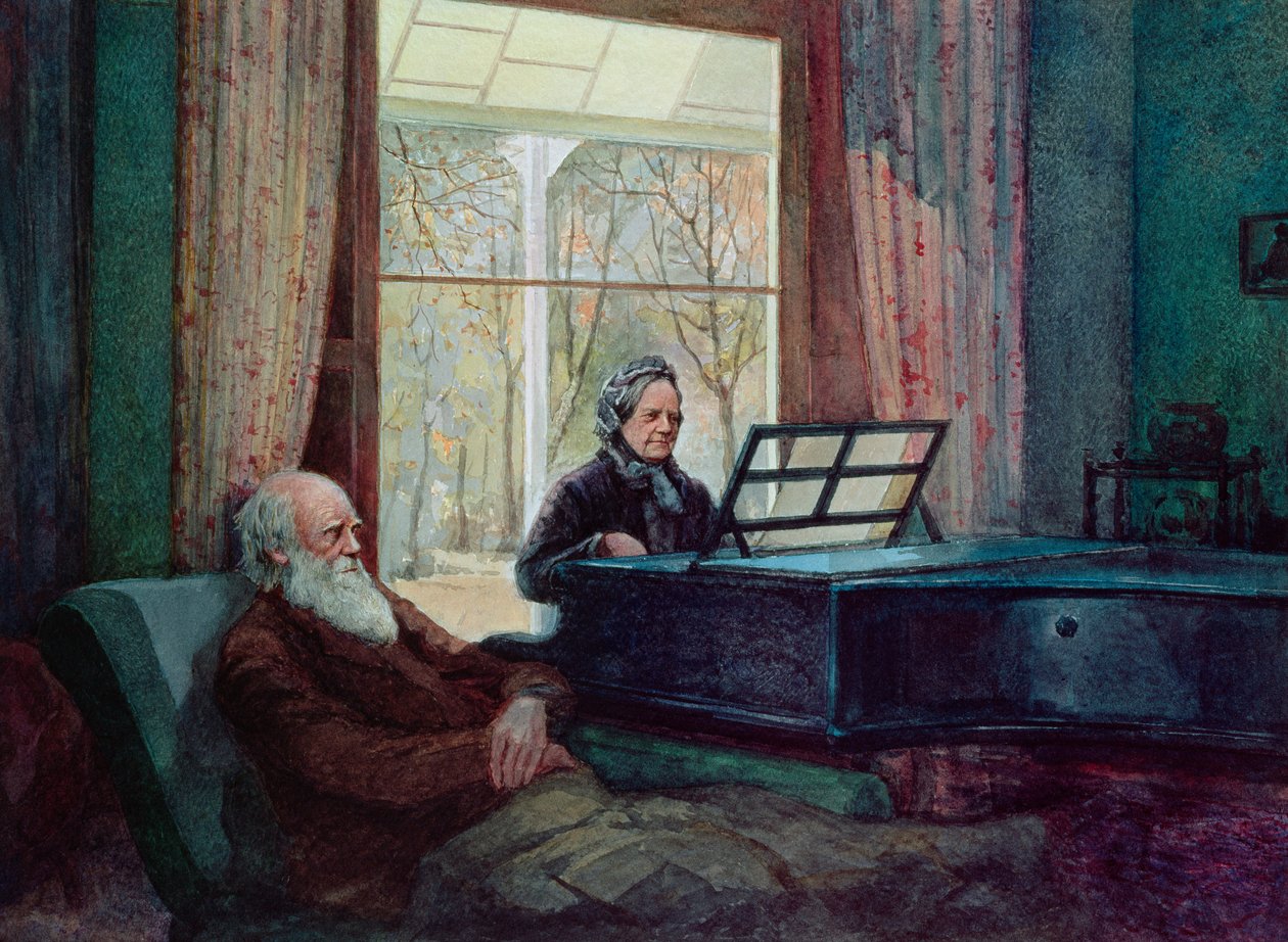 Charles Darwin and His Wife at the Piano by Unbekannt Unbekannt