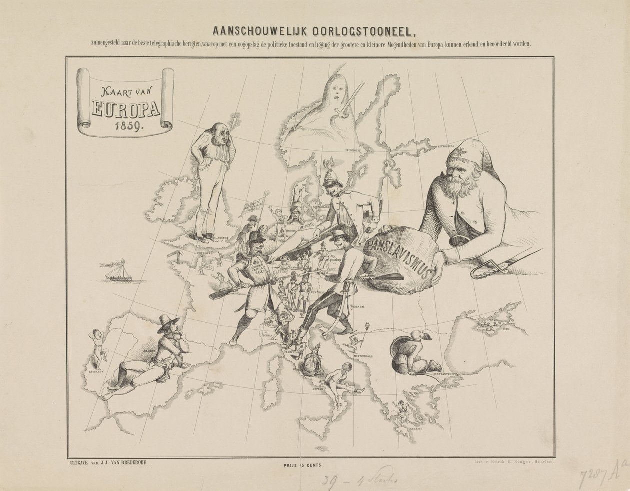Visual War Scene / Map of Europe in 1859 by Anonymous