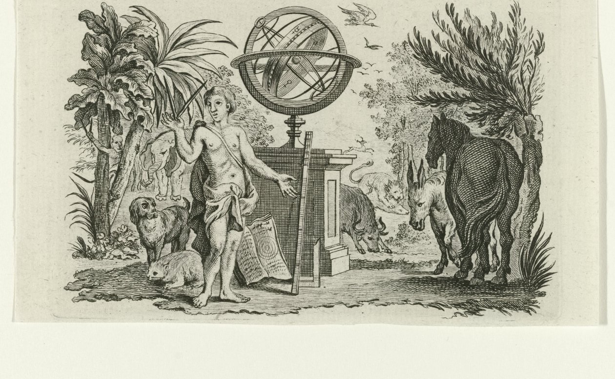 Adam as Scientist with Vignette Allegory on Natural Sciences by Anonymous