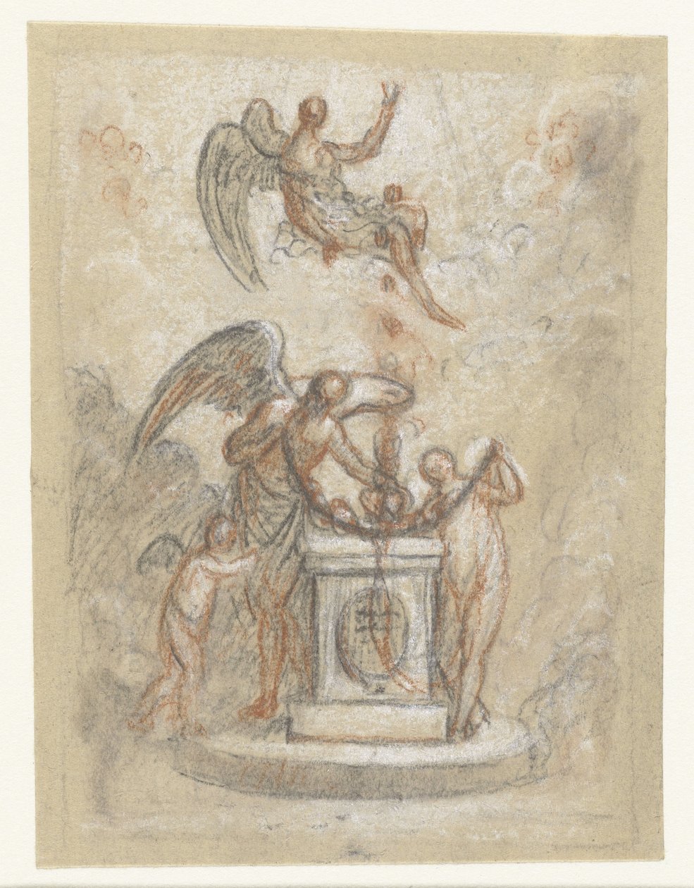 Allegorical Representation with Time and Other Figures Around Monument or Altar by Anonymous